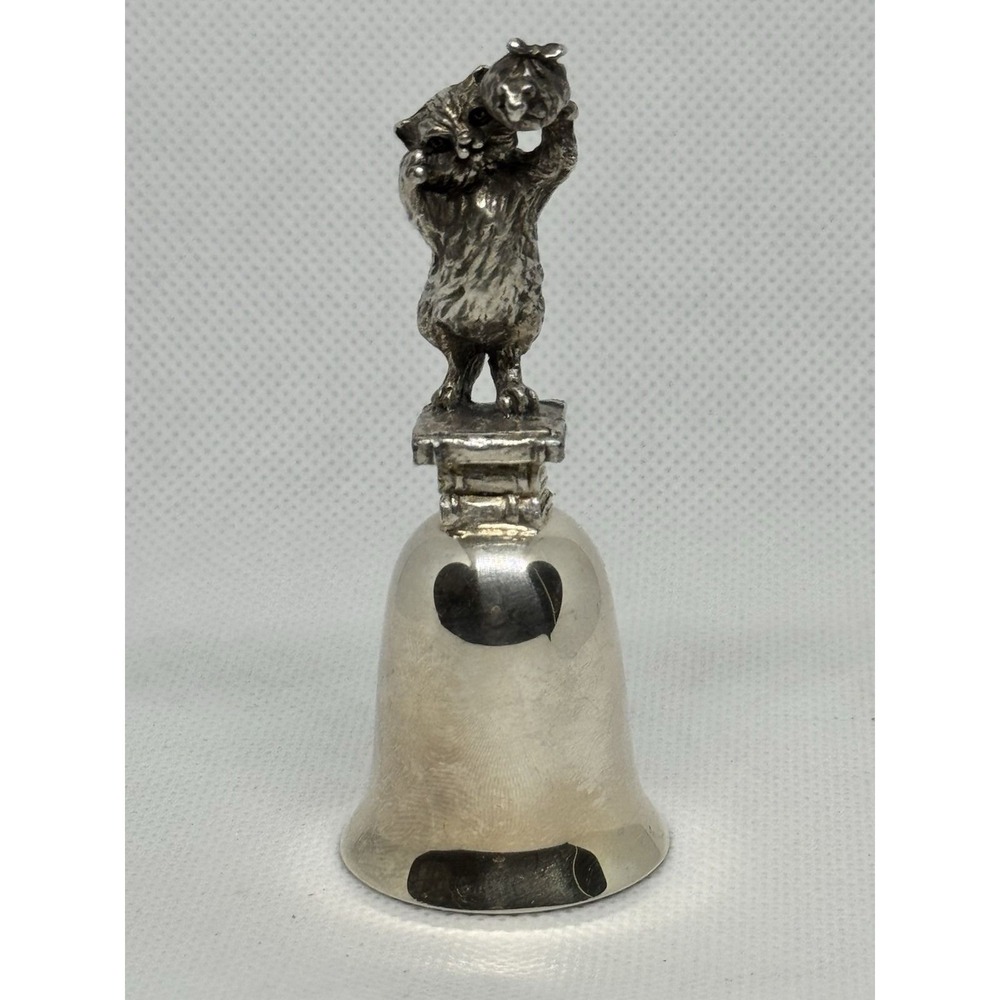 Beatrix Potter Mrs Ribby Cat Pewter Bell NE Collectors Society Silver Plate
